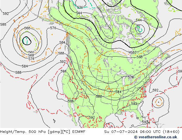 Z500/Regen(+SLP)/Z850 ECMWF zo 07.07.2024 06 UTC