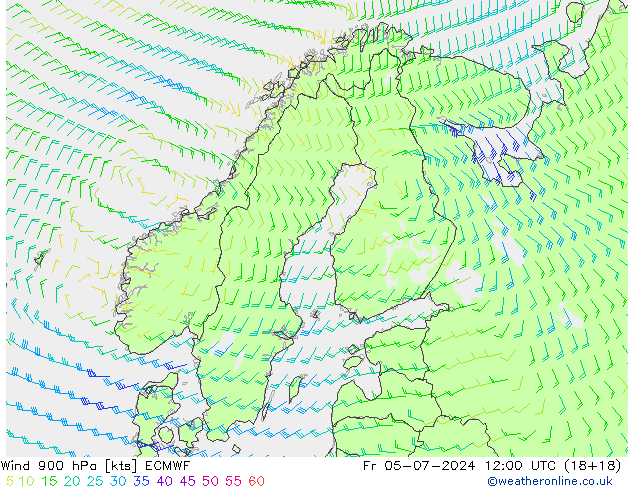 风 900 hPa ECMWF 星期五 05.07.2024 12 UTC