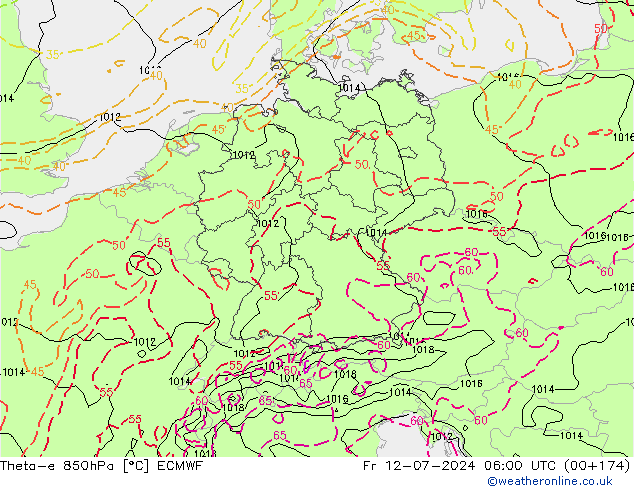 Theta-e 850hPa ECMWF vr 12.07.2024 06 UTC