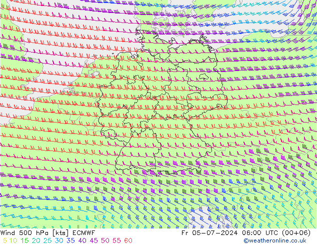 风 500 hPa ECMWF 星期五 05.07.2024 06 UTC