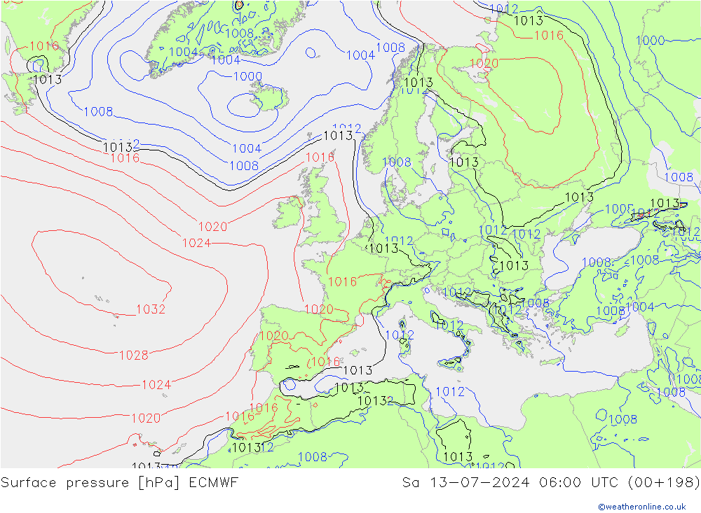 Luchtdruk (Grond) ECMWF za 13.07.2024 06 UTC