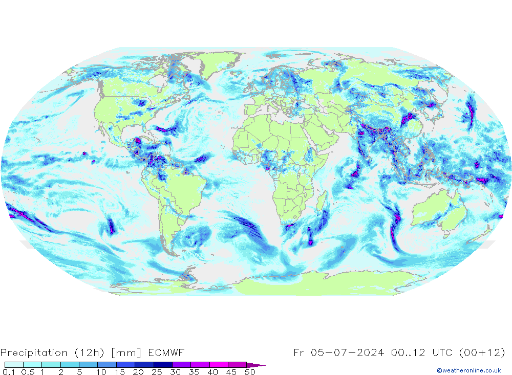 降水量 (12h) ECMWF 星期五 05.07.2024 12 UTC
