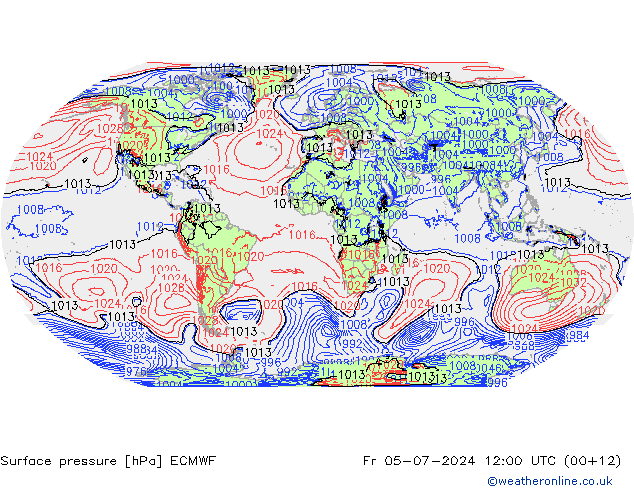地面气压 ECMWF 星期五 05.07.2024 12 UTC