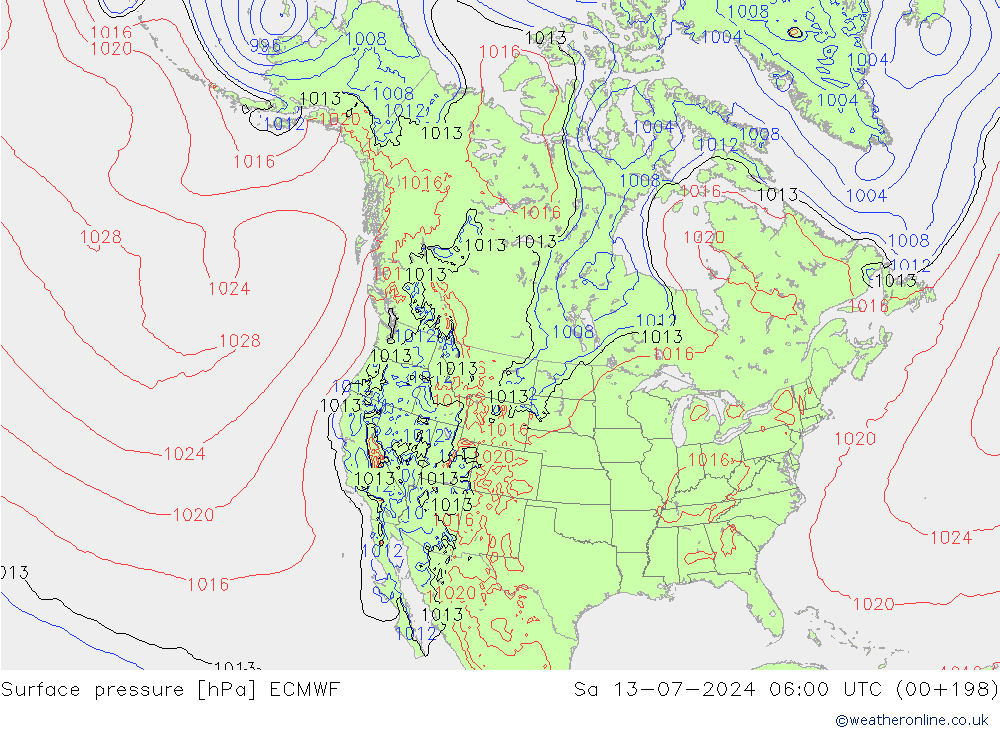Luchtdruk (Grond) ECMWF za 13.07.2024 06 UTC