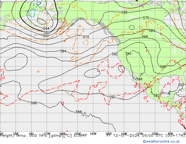 Hoogte/Temp. 500 hPa ECMWF vr 12.07.2024 06 UTC