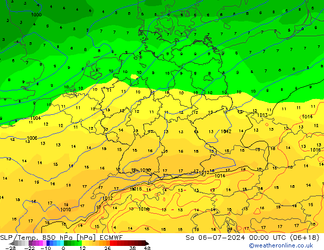 SLP/Temp. 850 hPa ECMWF za 06.07.2024 00 UTC