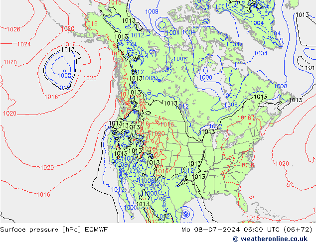 Luchtdruk (Grond) ECMWF ma 08.07.2024 06 UTC