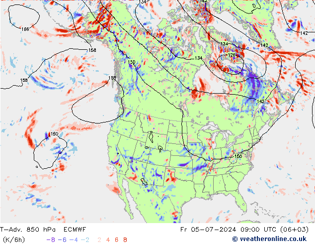 T-Adv. 850 hPa ECMWF 星期五 05.07.2024 09 UTC