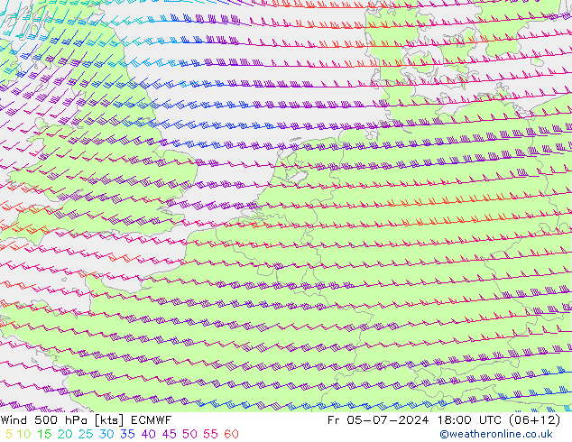 风 500 hPa ECMWF 星期五 05.07.2024 18 UTC