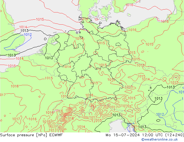 地面气压 ECMWF 星期一 15.07.2024 12 UTC