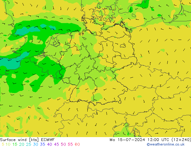 风 10 米 ECMWF 星期一 15.07.2024 12 UTC