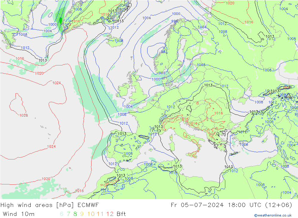 Windvelden ECMWF vr 05.07.2024 18 UTC