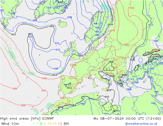 Windvelden ECMWF ma 08.07.2024 00 UTC