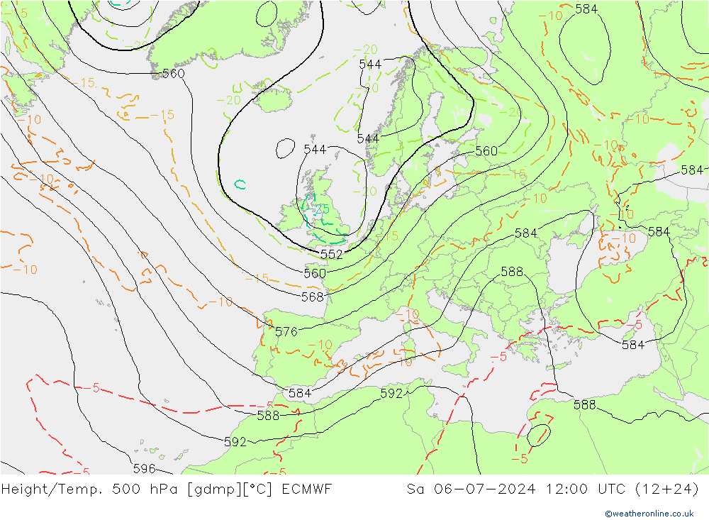Z500/Regen(+SLP)/Z850 ECMWF za 06.07.2024 12 UTC