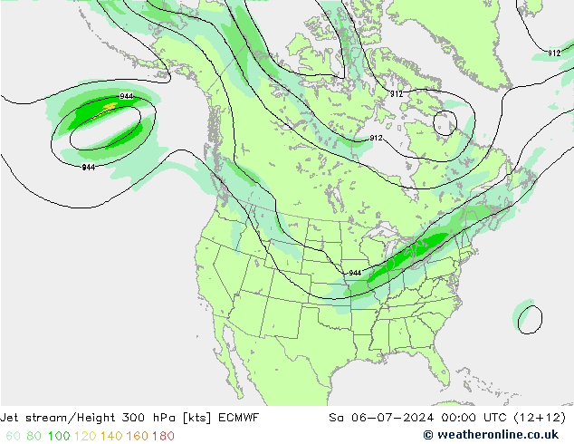 Straalstroom ECMWF za 06.07.2024 00 UTC