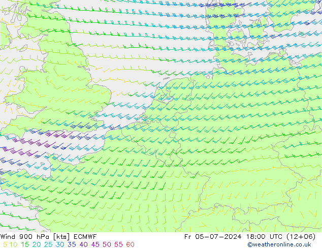 风 900 hPa ECMWF 星期五 05.07.2024 18 UTC