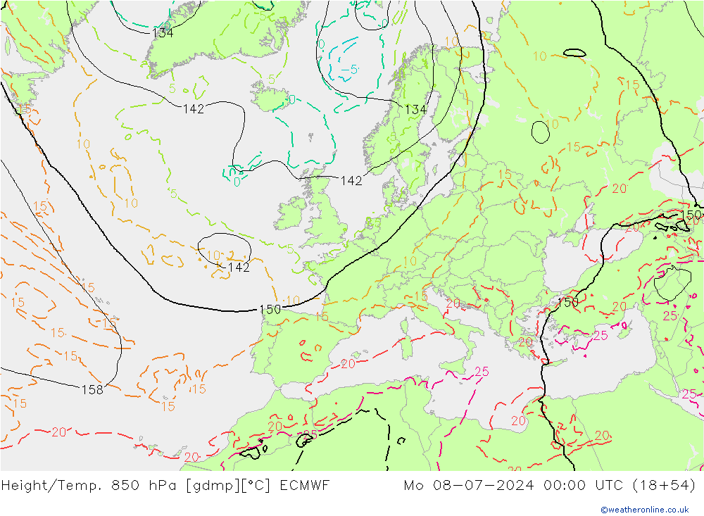 Z500/Regen(+SLP)/Z850 ECMWF ma 08.07.2024 00 UTC