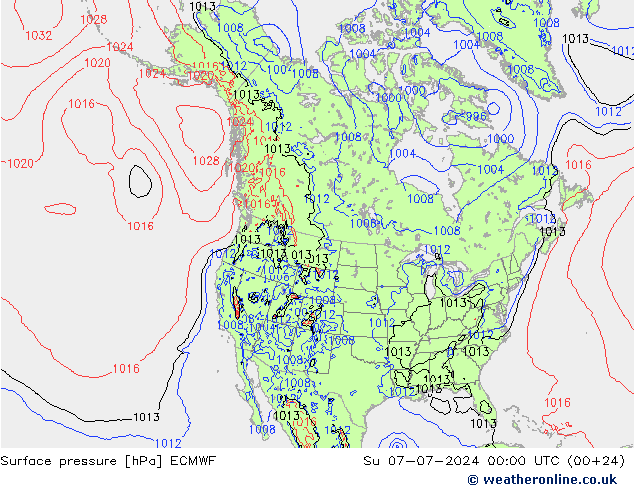 Luchtdruk (Grond) ECMWF zo 07.07.2024 00 UTC