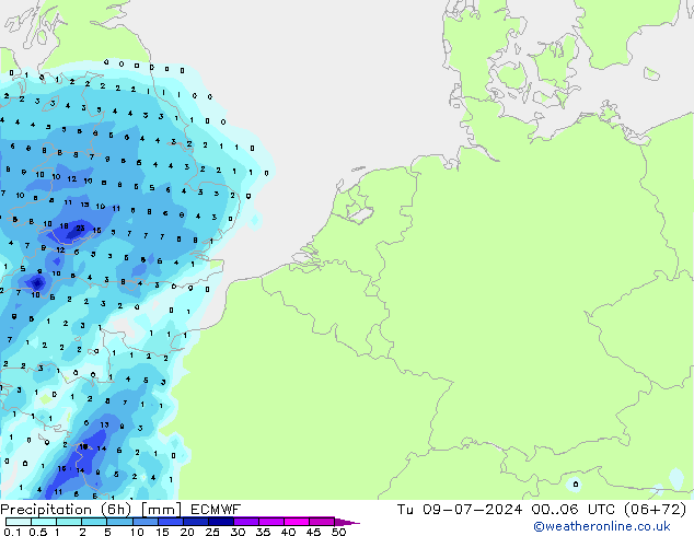 Z500/Regen(+SLP)/Z850 ECMWF di 09.07.2024 06 UTC