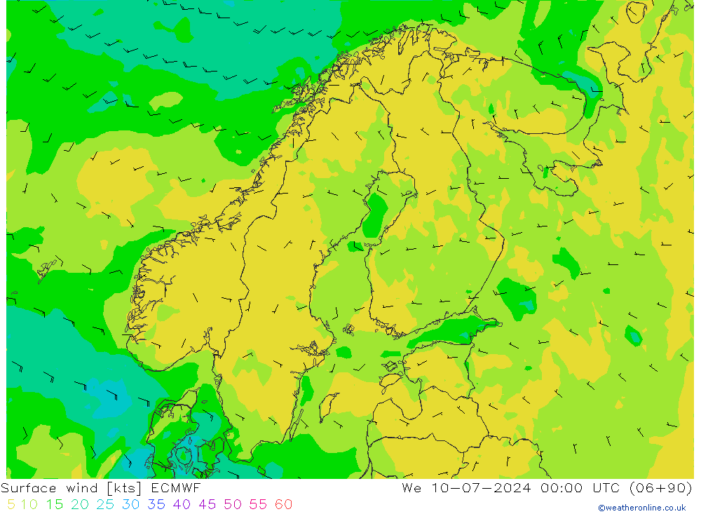 Wind 10 m ECMWF wo 10.07.2024 00 UTC