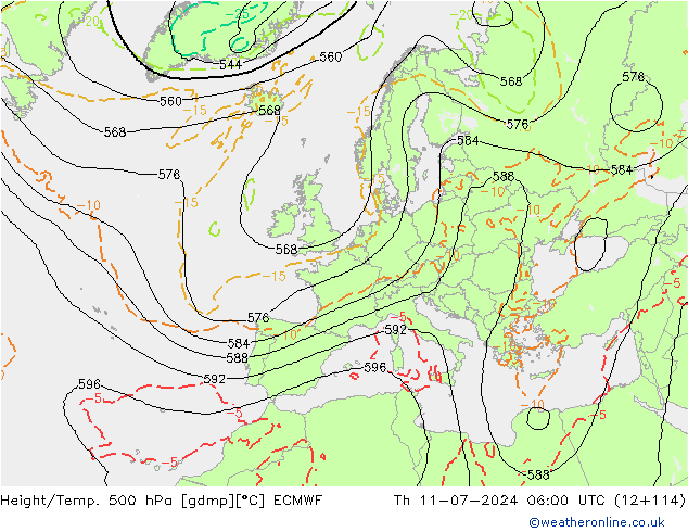 Z500/Rain (+SLP)/Z850 ECMWF 星期四 11.07.2024 06 UTC