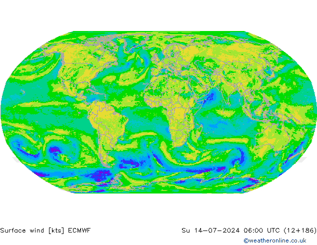 Prec 6h/Wind 10m/950 ECMWF 星期日 14.07.2024 06 UTC