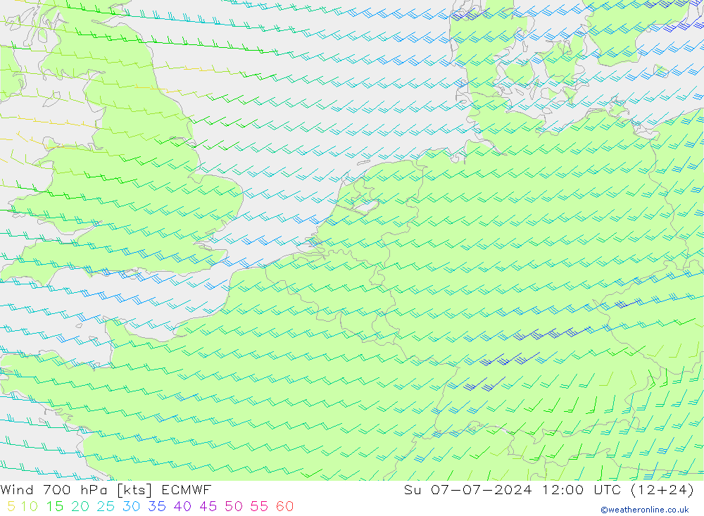 风 700 hPa ECMWF 星期日 07.07.2024 12 UTC