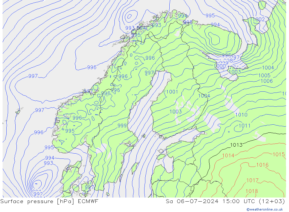 Luchtdruk (Grond) ECMWF za 06.07.2024 15 UTC
