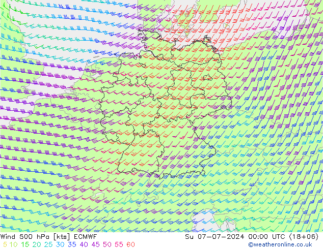 Wind 500 hPa ECMWF zo 07.07.2024 00 UTC