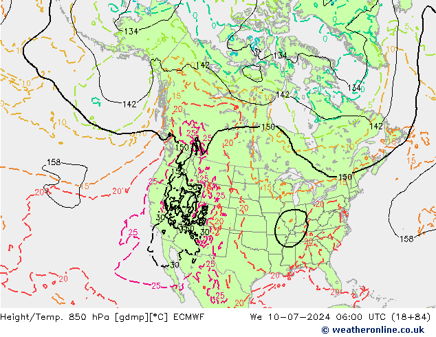 Z500/Regen(+SLP)/Z850 ECMWF wo 10.07.2024 06 UTC