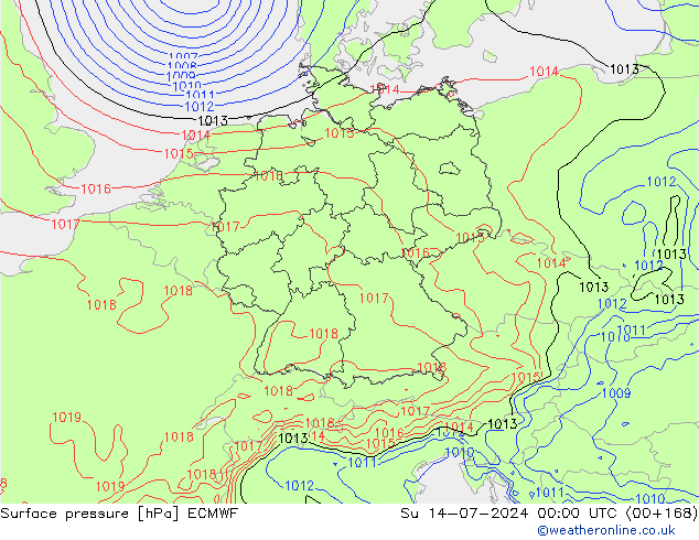 Luchtdruk (Grond) ECMWF zo 14.07.2024 00 UTC