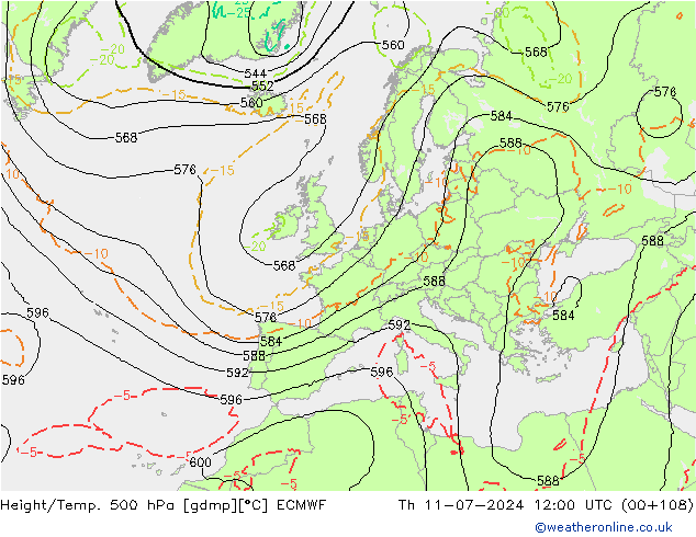Z500/Regen(+SLP)/Z850 ECMWF do 11.07.2024 12 UTC