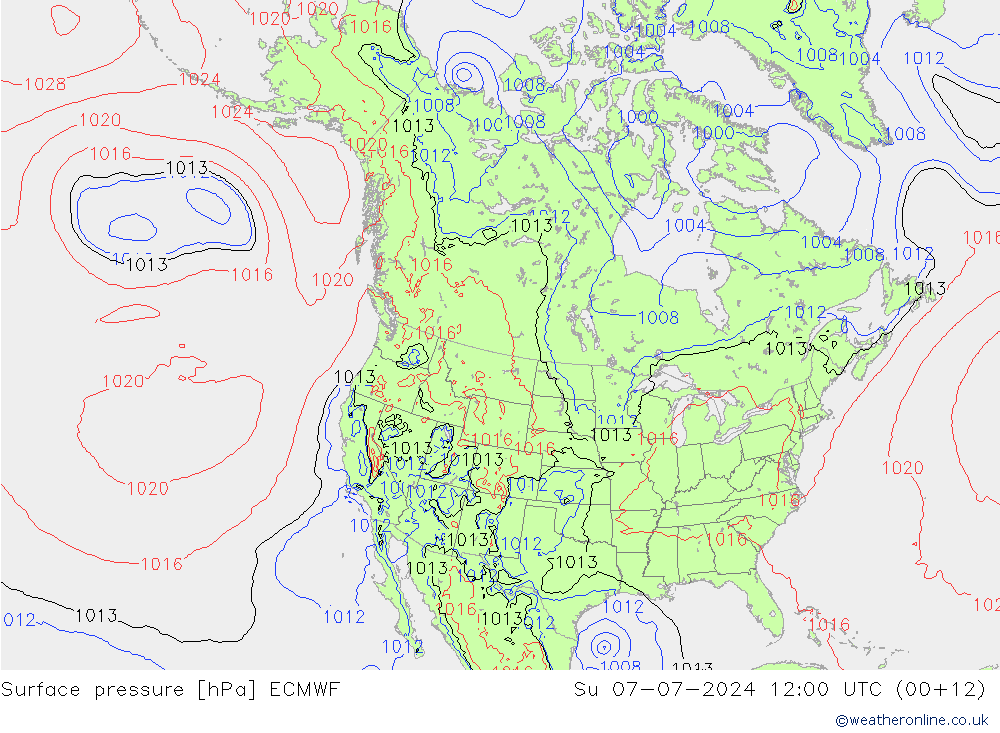 地面气压 ECMWF 星期日 07.07.2024 12 UTC