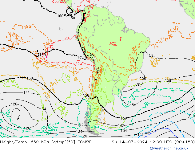 Z500/Rain (+SLP)/Z850 ECMWF Su 14.07.2024 12 UTC