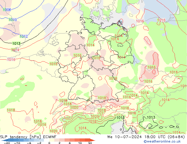 Druktendens (+/-) ECMWF wo 10.07.2024 18 UTC