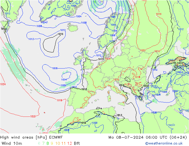 Windvelden ECMWF ma 08.07.2024 06 UTC