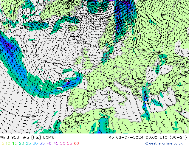 Wind 950 hPa ECMWF ma 08.07.2024 06 UTC