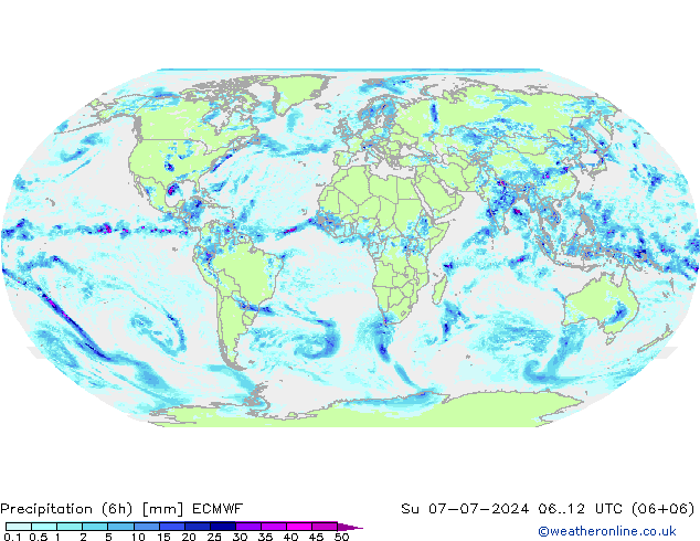 Z500/Rain (+SLP)/Z850 ECMWF 星期日 07.07.2024 12 UTC