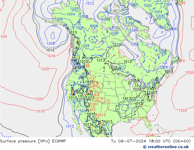 地面气压 ECMWF 星期二 09.07.2024 18 UTC