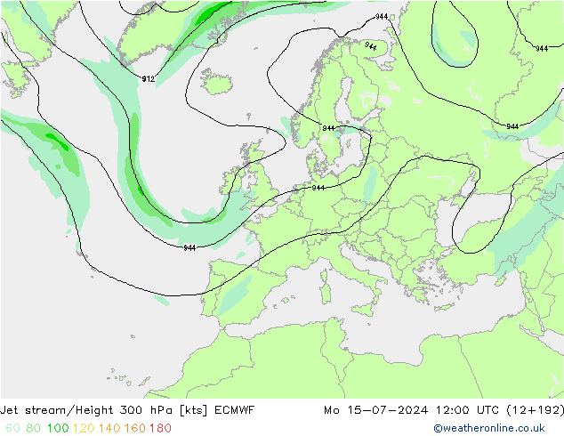 高速氣流 ECMWF 星期一 15.07.2024 12 UTC