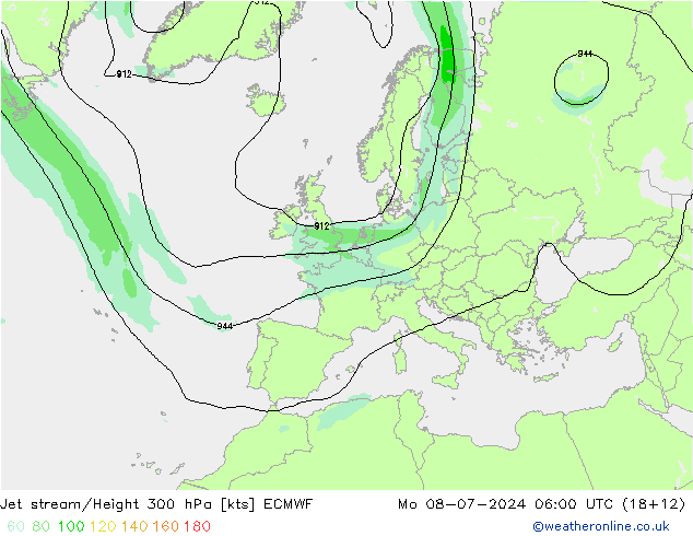 高速氣流 ECMWF 星期一 08.07.2024 06 UTC