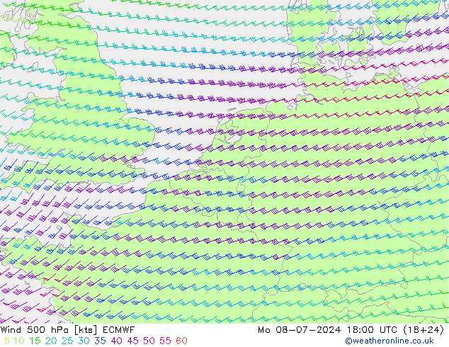 Wind 500 hPa ECMWF ma 08.07.2024 18 UTC