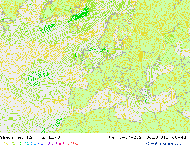 风 10m ECMWF 星期三 10.07.2024 06 UTC