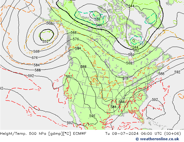 Z500/Rain (+SLP)/Z850 ECMWF 星期二 09.07.2024 06 UTC
