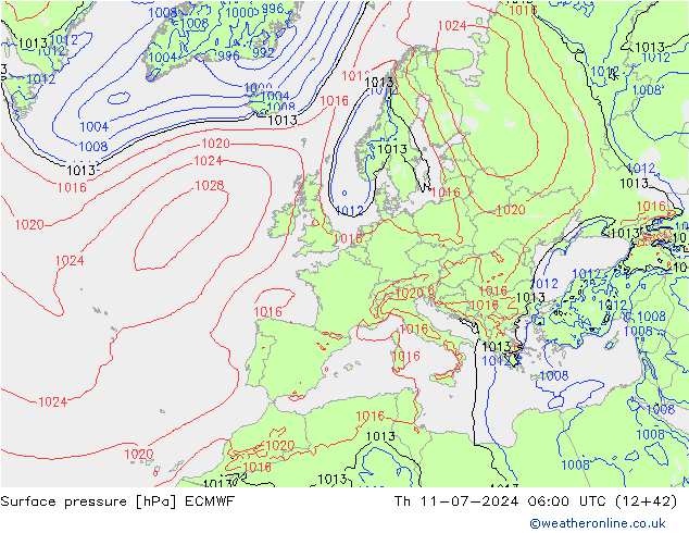 Luchtdruk (Grond) ECMWF do 11.07.2024 06 UTC