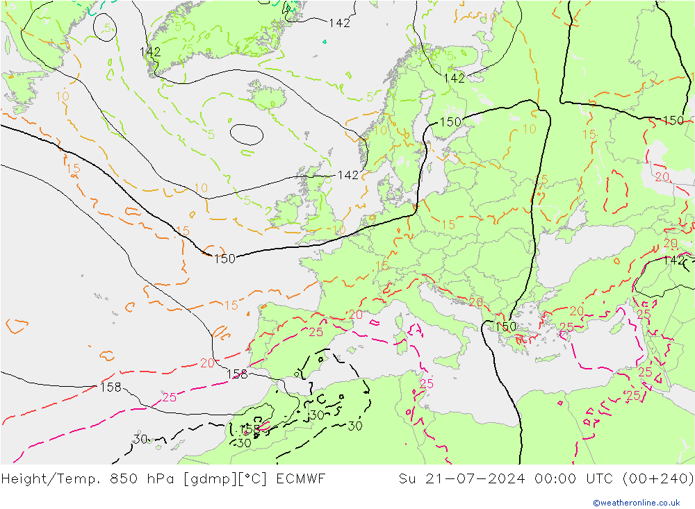 Hoogte/Temp. 850 hPa ECMWF zo 21.07.2024 00 UTC