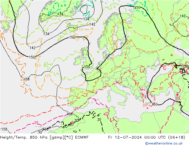 Z500/Regen(+SLP)/Z850 ECMWF vr 12.07.2024 00 UTC