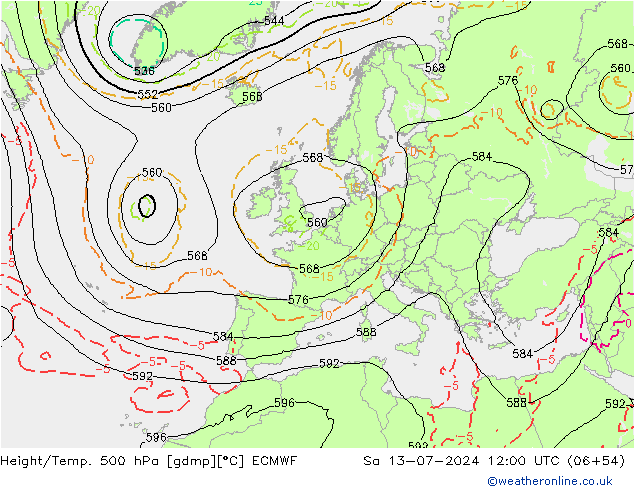 Z500/Regen(+SLP)/Z850 ECMWF za 13.07.2024 12 UTC