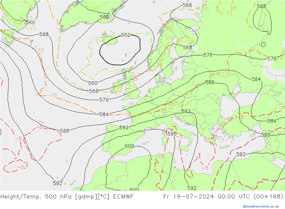 Z500/Regen(+SLP)/Z850 ECMWF vr 19.07.2024 00 UTC