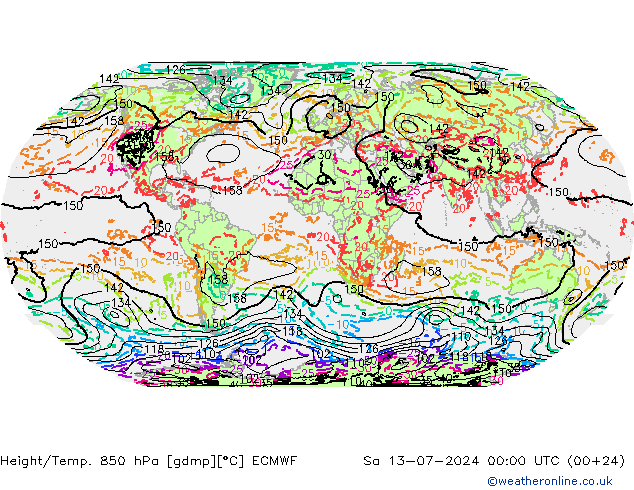 Z500/Regen(+SLP)/Z850 ECMWF za 13.07.2024 00 UTC